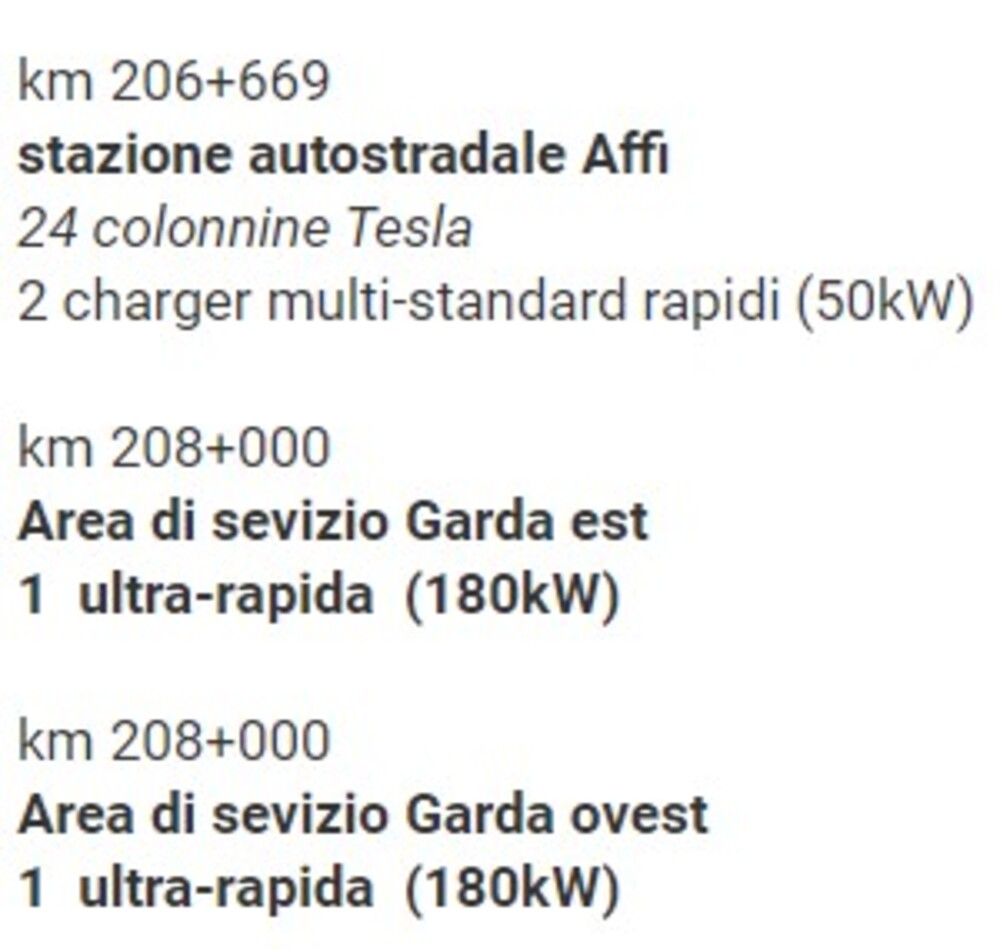 Colonnine autostrada A22